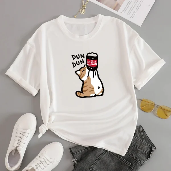 Funny Cat anime Print Women Casual T-Shirt Women Men Summer Harajuku T Shirts Girl Boy Casual Fashion Kawaii Clothes