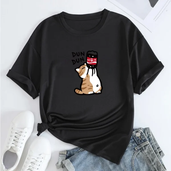 Funny Cat anime Print Women Casual T-Shirt Women Men Summer Harajuku T Shirts Girl Boy Casual Fashion Kawaii Clothes - Image 4