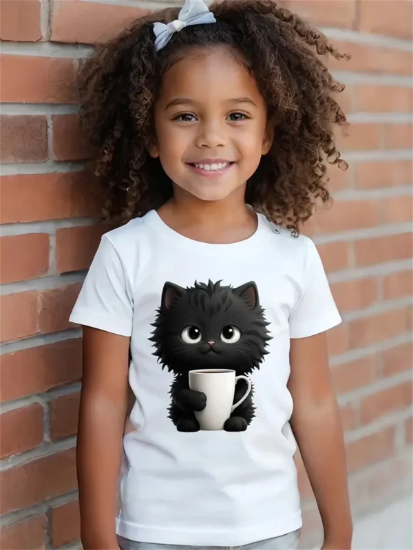 Cartoon Animal Cat 3d Printed T Shirt Girls T-Shirts Trendy Girl Children Tshirts Casual Baby Clothes Top Tee - Image 4