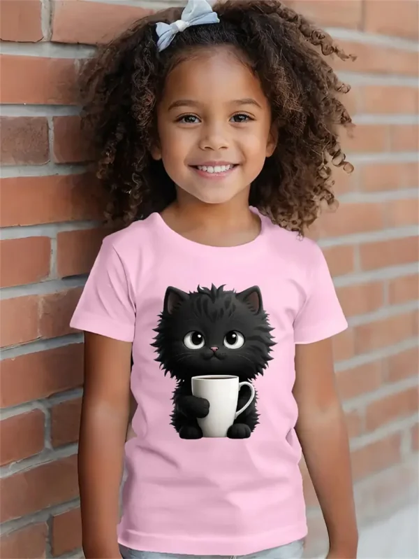 Cartoon Animal Cat 3d Printed T Shirt Girls T-Shirts Trendy Girl Children Tshirts Casual Baby Clothes Top Tee - Image 3