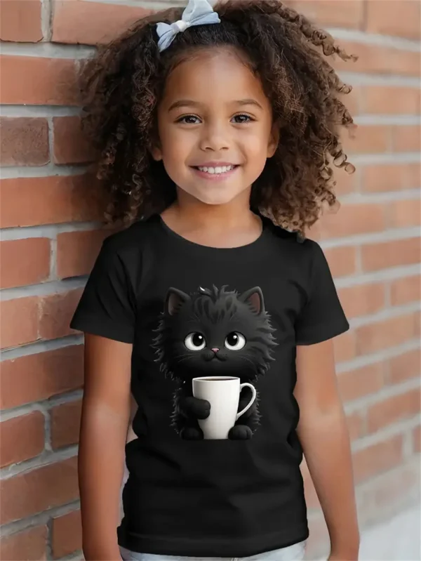 Cartoon Animal Cat 3d Printed T Shirt Girls T-Shirts Trendy Girl Children Tshirts Casual Baby Clothes Top Tee