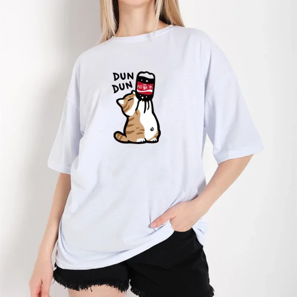 Funny Cat anime Print Women Casual T-Shirt Women Men Summer Harajuku T Shirts Girl Boy Casual Fashion Kawaii Clothes - Image 3