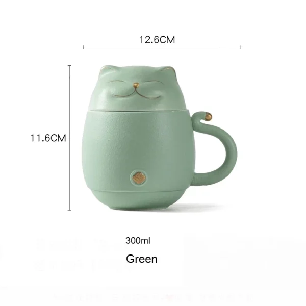 300ML Portable Tea Mug Travel Set For Business Trip Carry Water Cup Filter Quickly Brew Utensils Drinkware Lucky Cat - Image 5