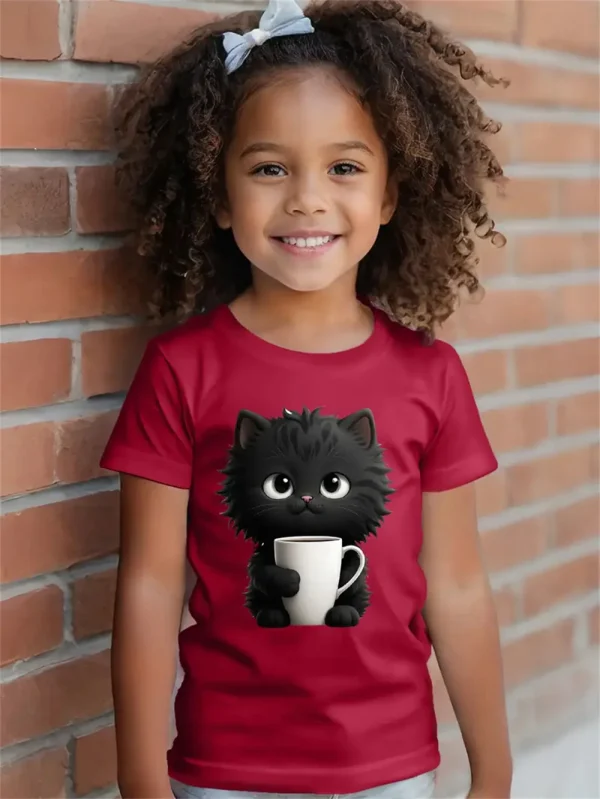 Cartoon Animal Cat 3d Printed T Shirt Girls T-Shirts Trendy Girl Children Tshirts Casual Baby Clothes Top Tee - Image 2